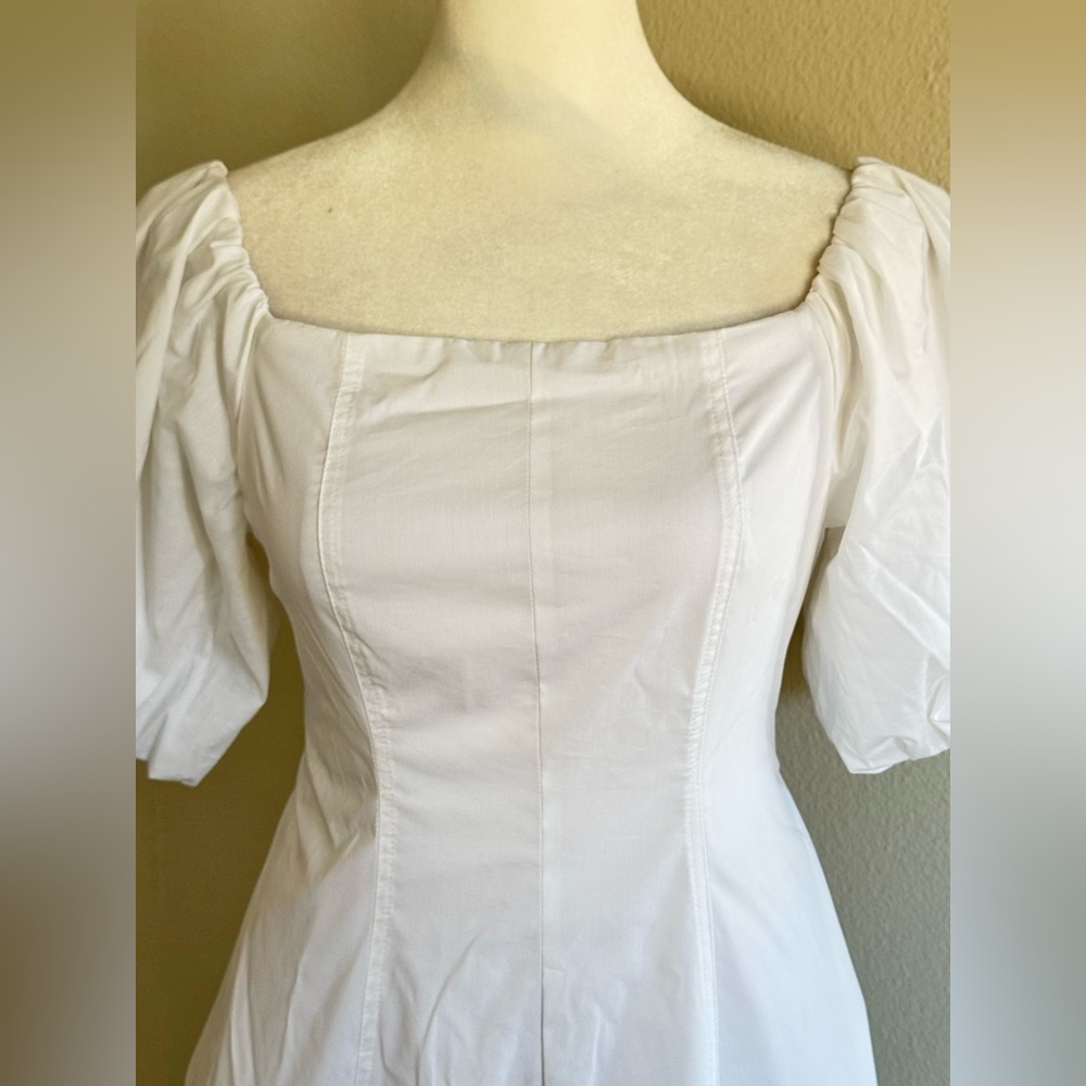 On 34th Women's Off-The-Shoulder Puff-Sleeve White Midi Dress - Picture 10 of 10